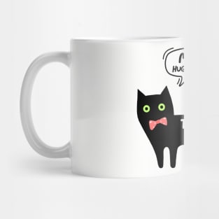 Tabby cat say Mama hug me please. Mug